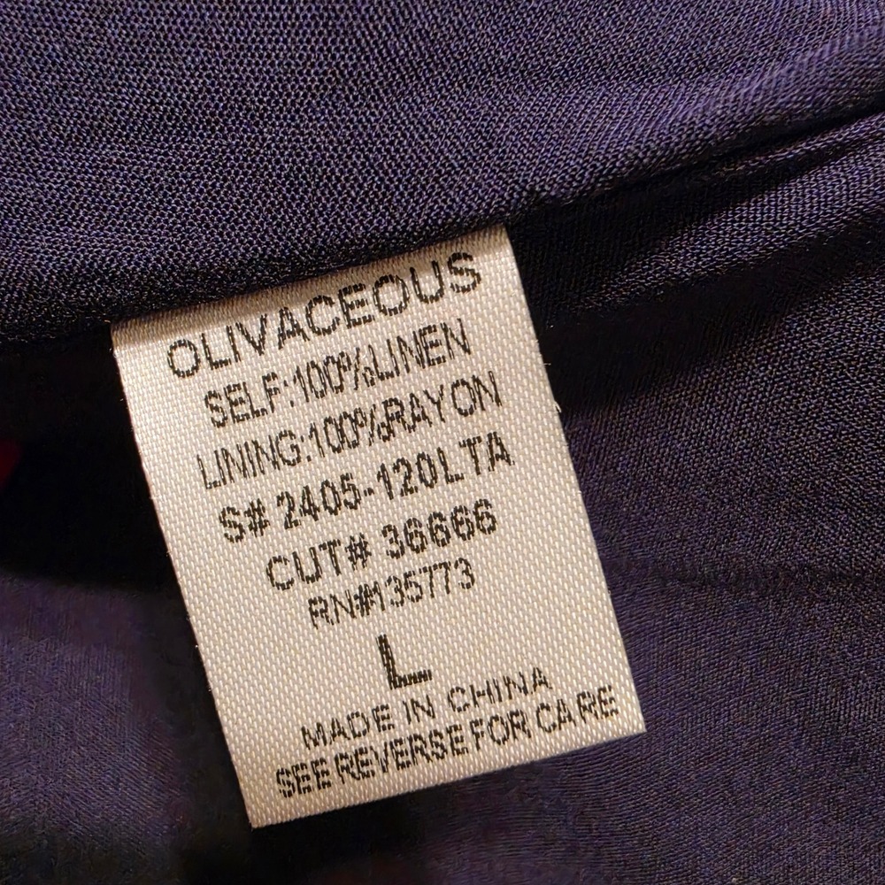 Olivaceous Navy Blue Linen Square Neck Tie Back Button Front Vest L NEW W/Tag - Picture 6 of 7